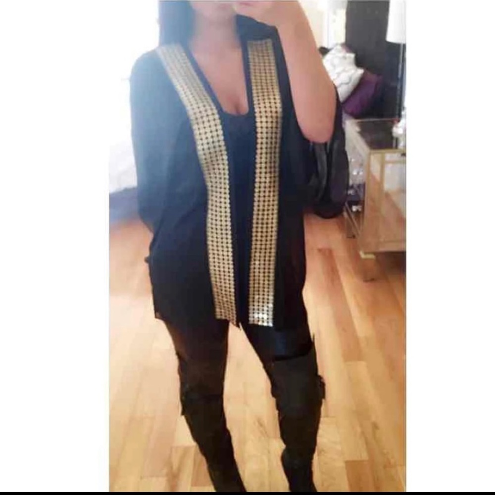 Black and Gold Embellished Cardigan Size L